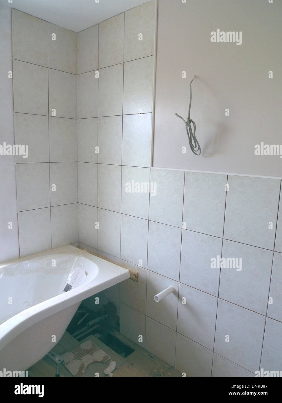 Newly Tiled Bathroom Wall, UK Stock Photo Alamy