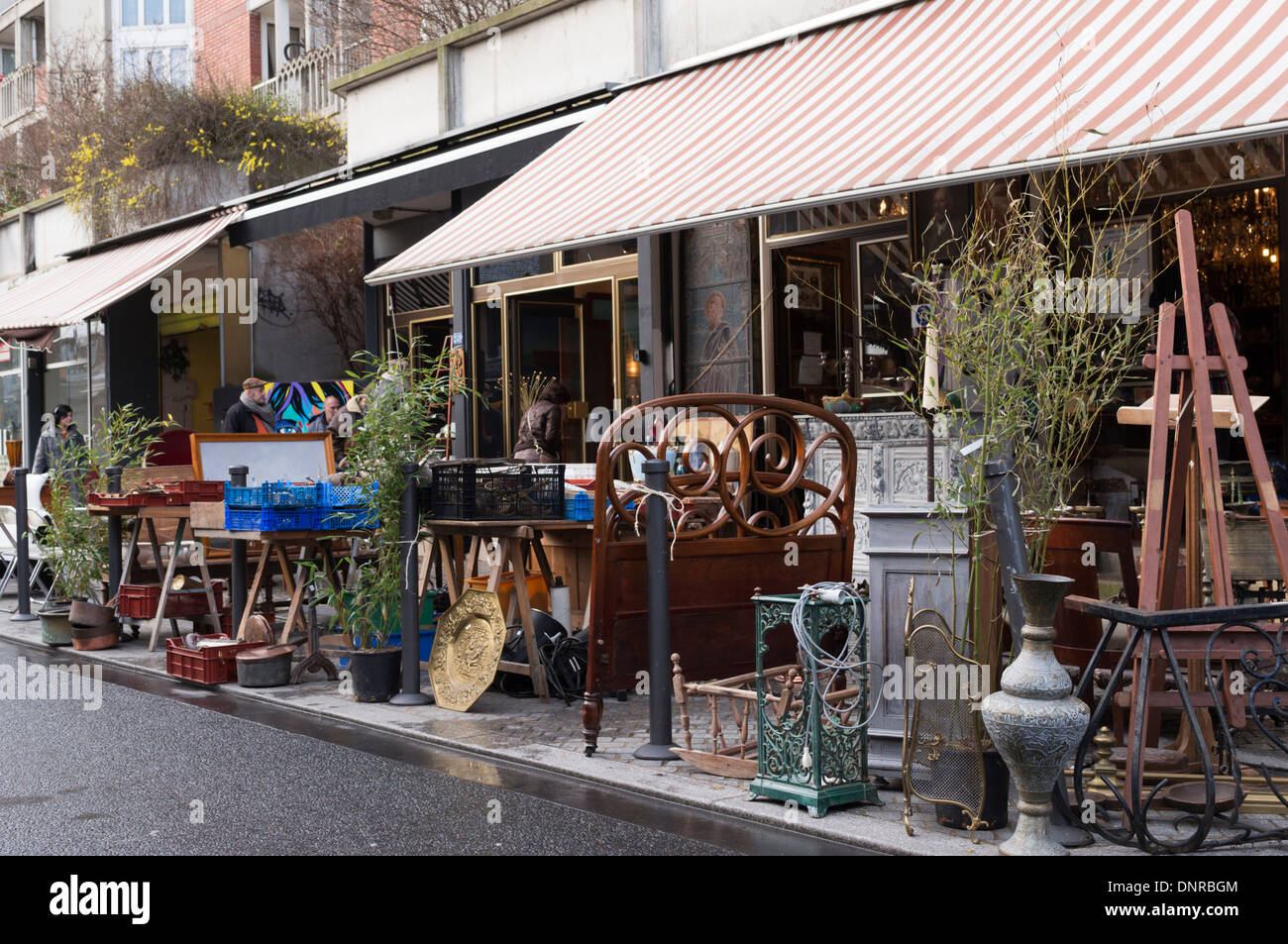 Marché aux Puces (flea market) at St-Ouen near to Clignancourt in the north of Paris, France. Stock Photo