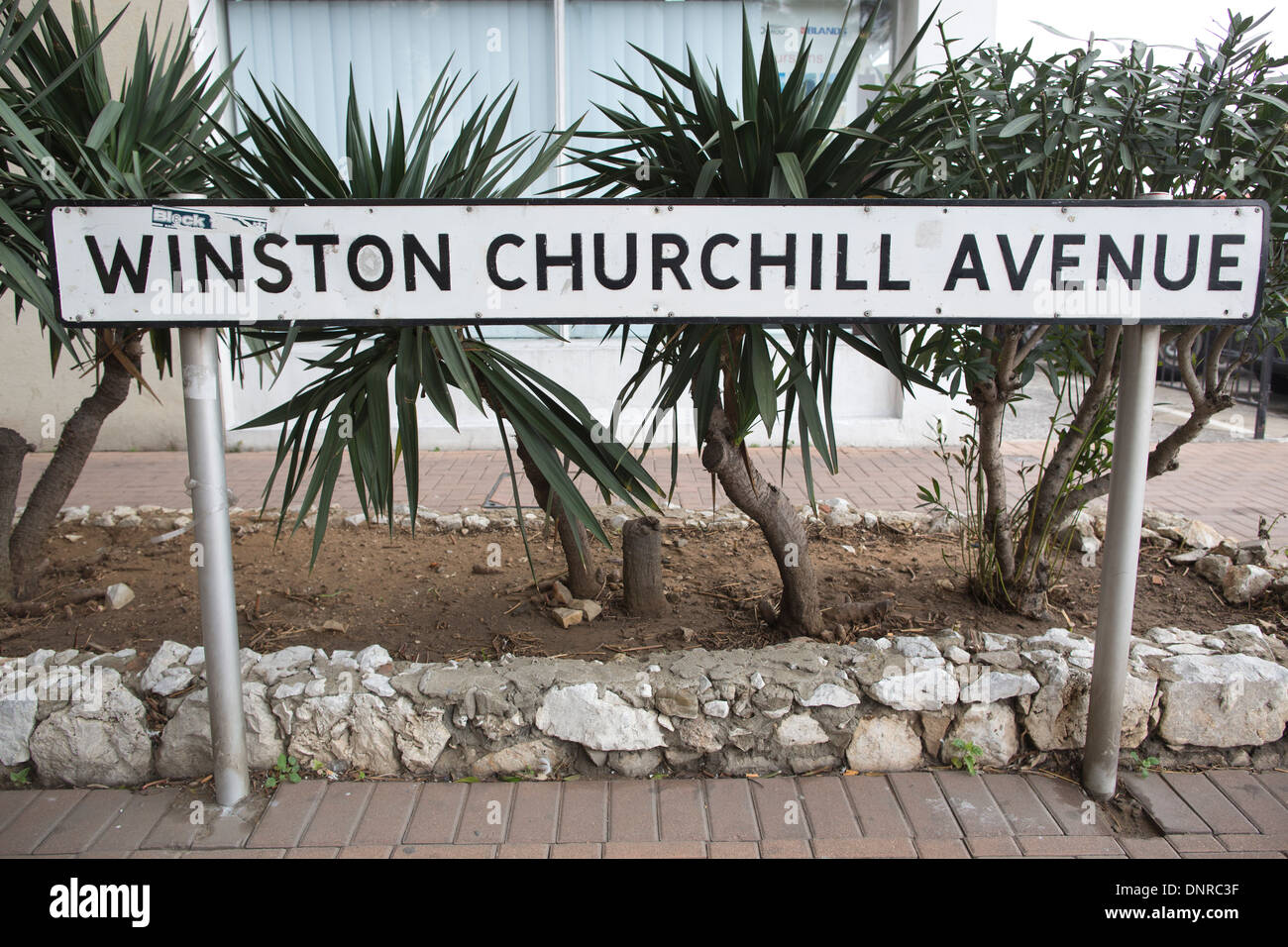 Winston Churchill Avenue, typically British street name, Gibraltar, United Kingdom Overseas Territory Stock Photo