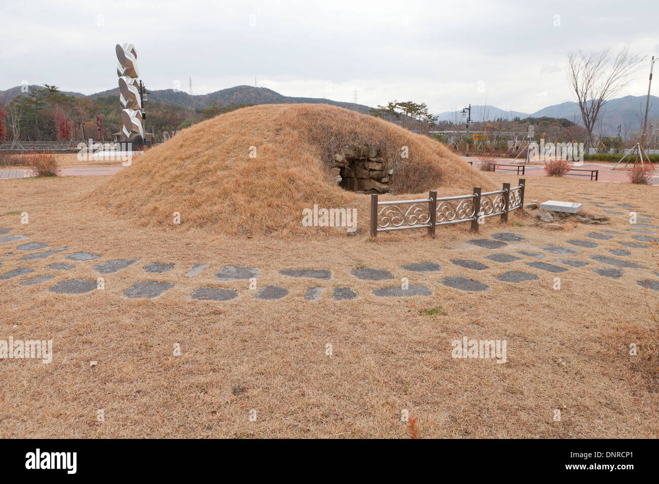 Traditional Korean burial mound - South Korea Stock Photo