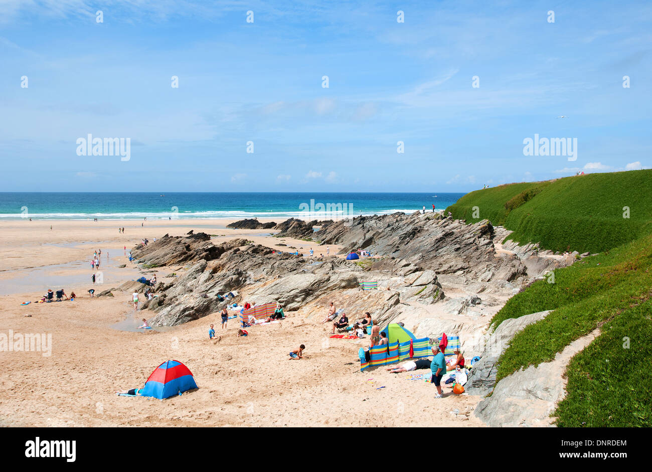 a quiet corner on fistral beach, newquay, cornwall, uk Stock Photo