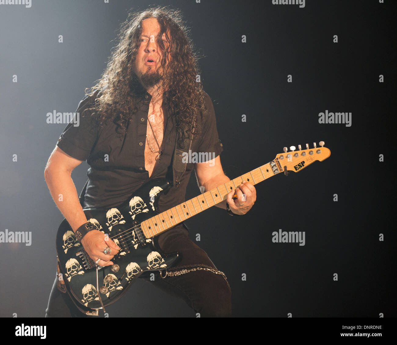 Pryor, Oklahoma, USA. 27th May, 2012. MICHAEL WILTON of Queensryche performs at one of their final shows before splitting up during 2012 Rocklahoma in Pryor, Oklahoma. © Daniel DeSlover/ZUMAPRESS.com/Alamy Live News Stock Photo