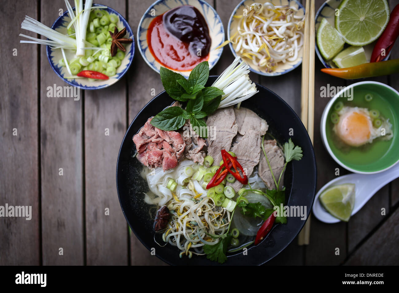 Pho, Vietnamese rice noodles Stock Photo Alamy