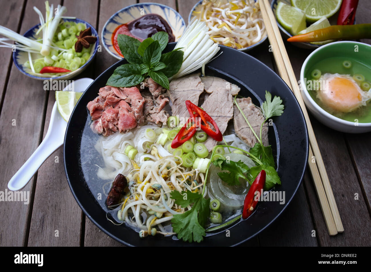 Pho, Vietnamese rice noodles Stock Photo Alamy