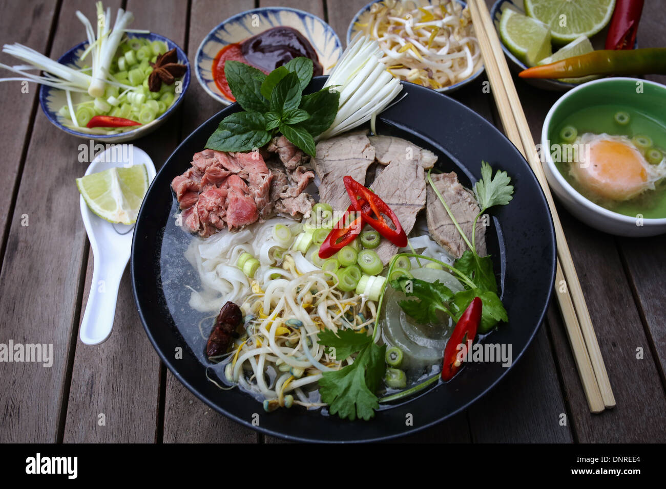 Pho, Vietnamese rice noodles Stock Photo Alamy