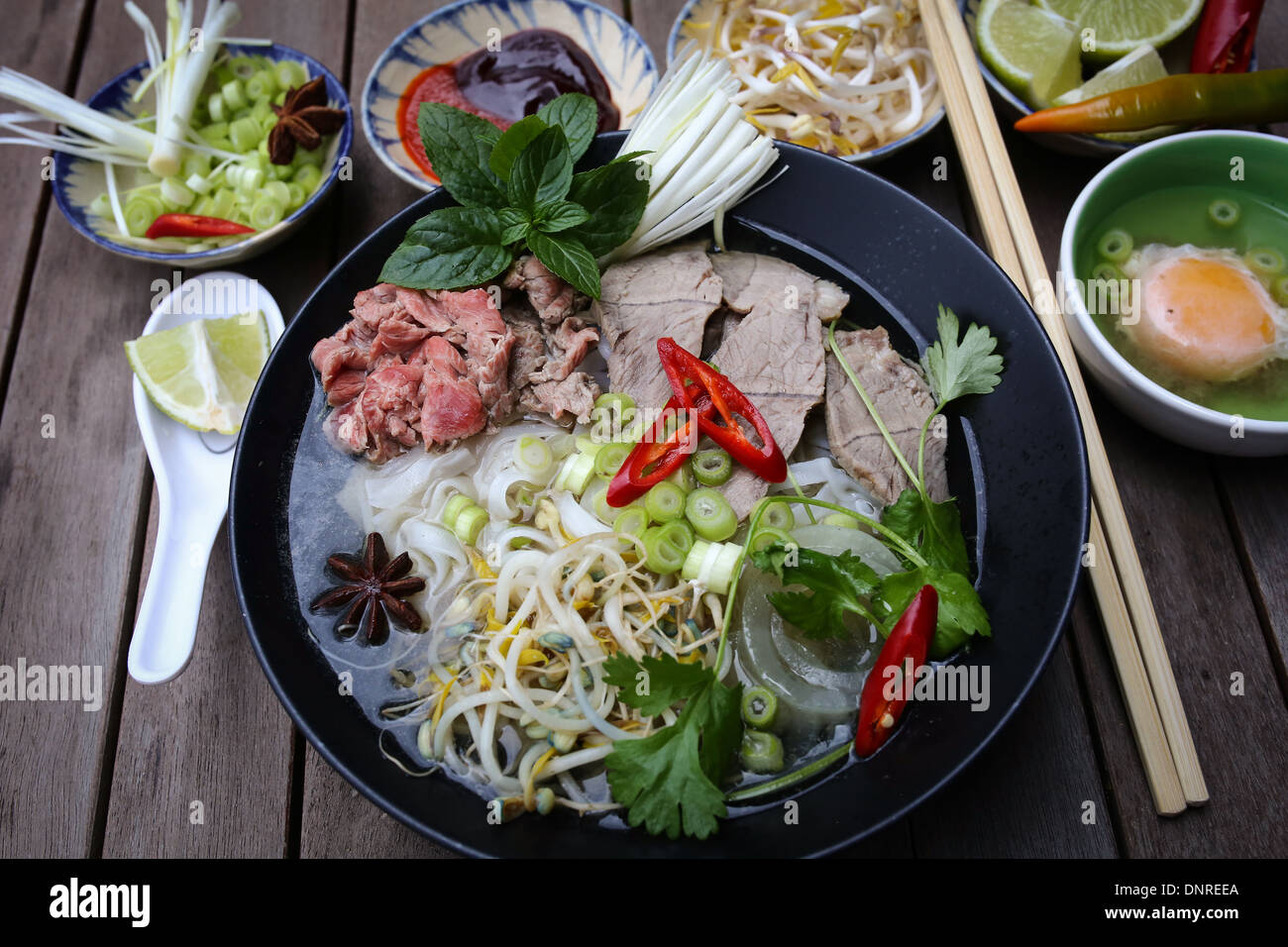 Pho, Vietnamese rice noodles Stock Photo Alamy