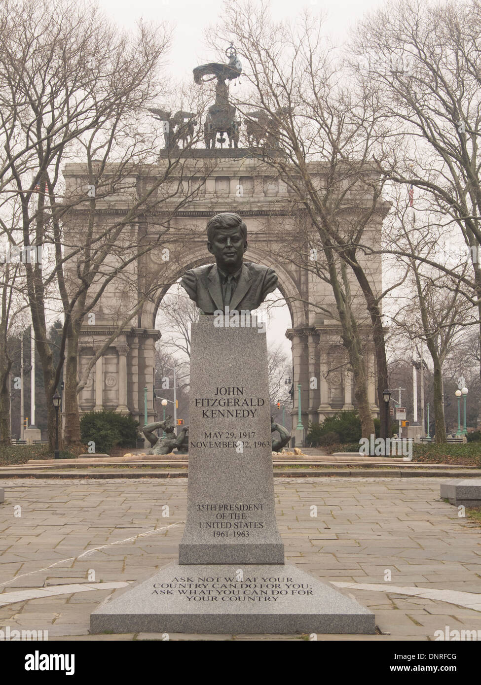 John F Kennedy Statue Grand Army Plaza Brooklyn NY Stock Photo