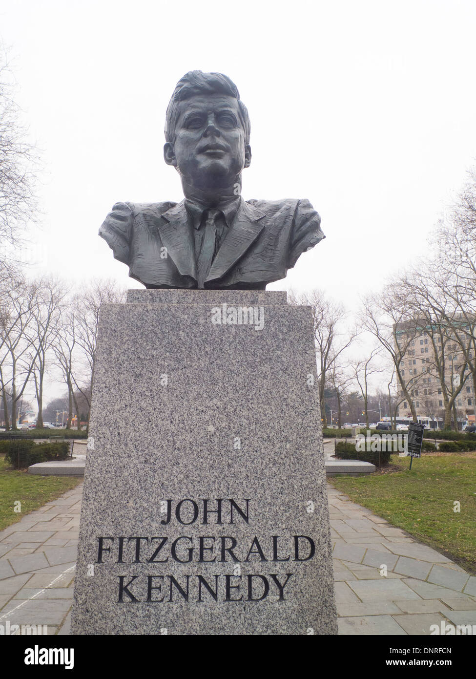 John F Kennedy Statue Grand Army Plaza Brooklyn NY Stock Photo