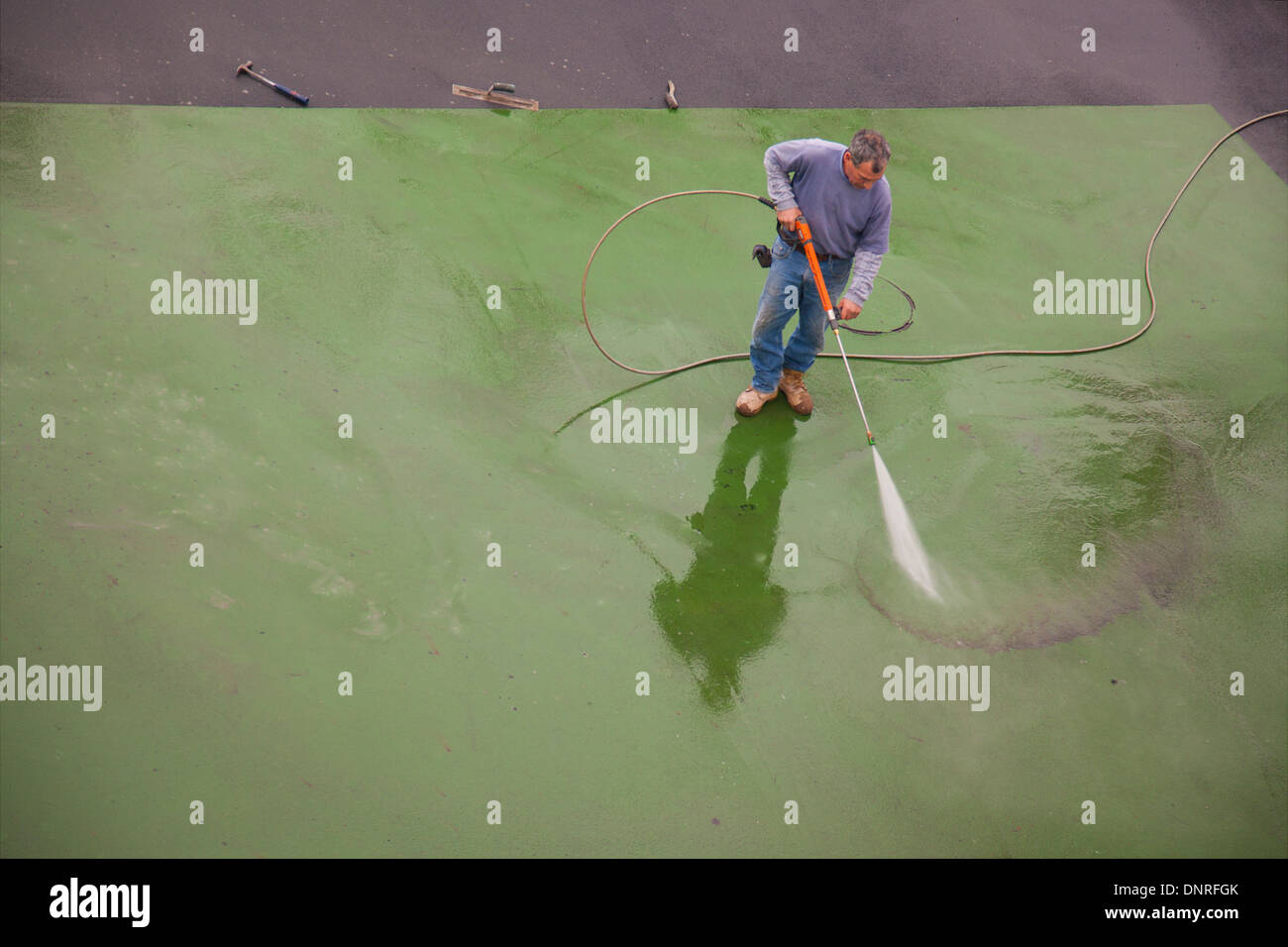 Man Cleaning Sports Rubber Mats Floor Stock Photo 65056003 Alamy