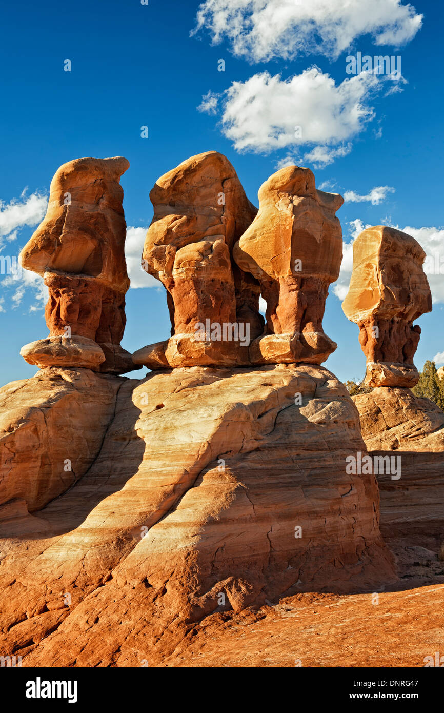 Whimsical shaped hoodoos of the Devil's Garden in Utah's Grand Staircase Escalante National Monument. Stock Photo
