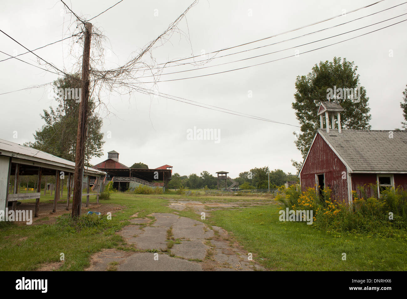 Abandoned and overgrown old fairgrounds in Great Barrington Stock Photo