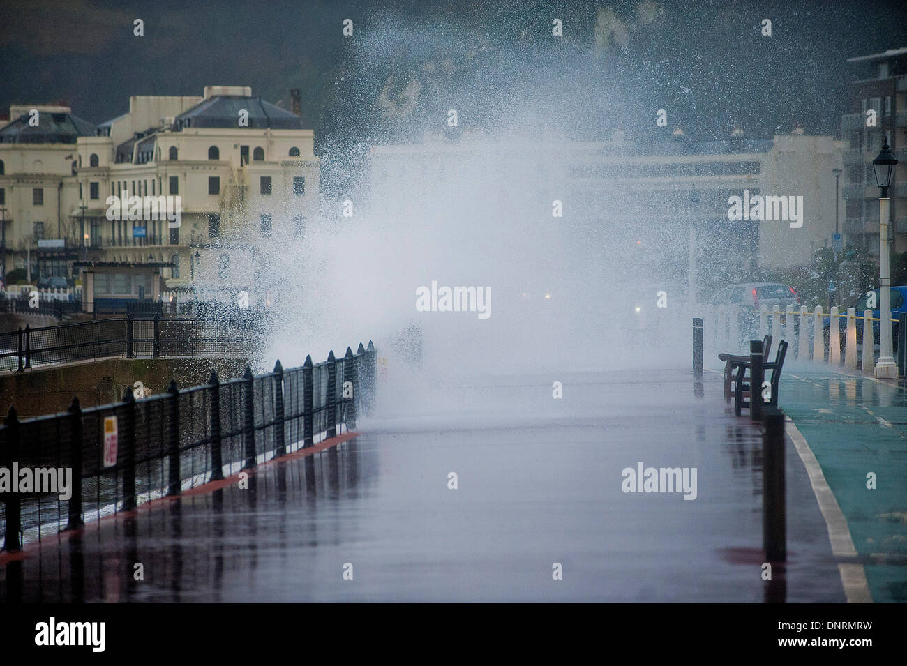 Dover, Kent, UK. 4th Jan, 2014. High wind, rain and waves hit the town of Dover, Kent. 4th January 2014. Photo by Brian Jordan/Alamy Live News Stock Photo