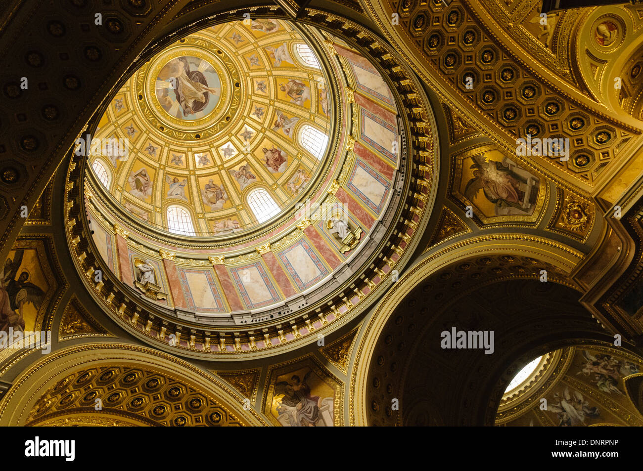 Inside of the dome of St Stephen's Basilica in Budapest, Hungary Stock Photo