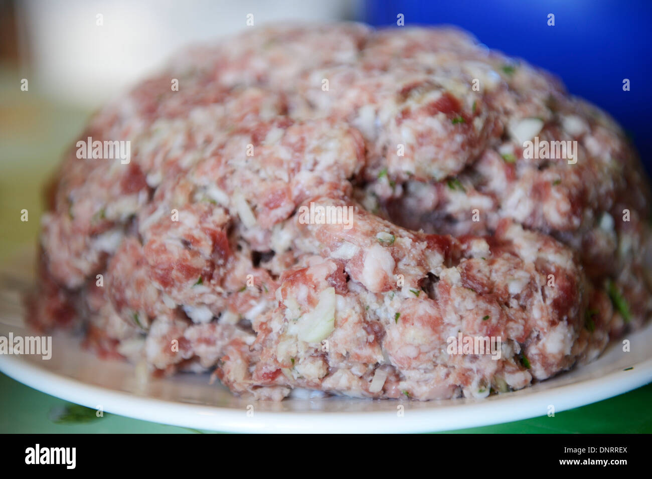 Piles of pork mince ready for making sausages Stock Photo Alamy
