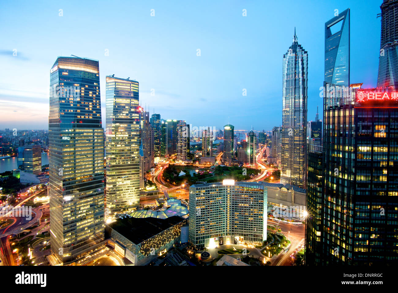beautiful Shanghai tower building night view Stock Photo