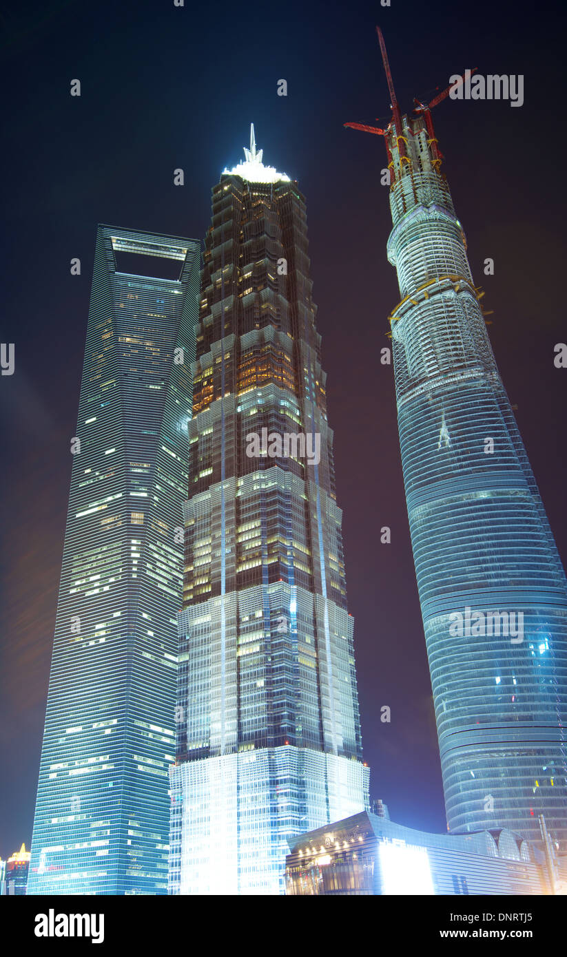 Shanghai tower building beautiful night view Stock Photo