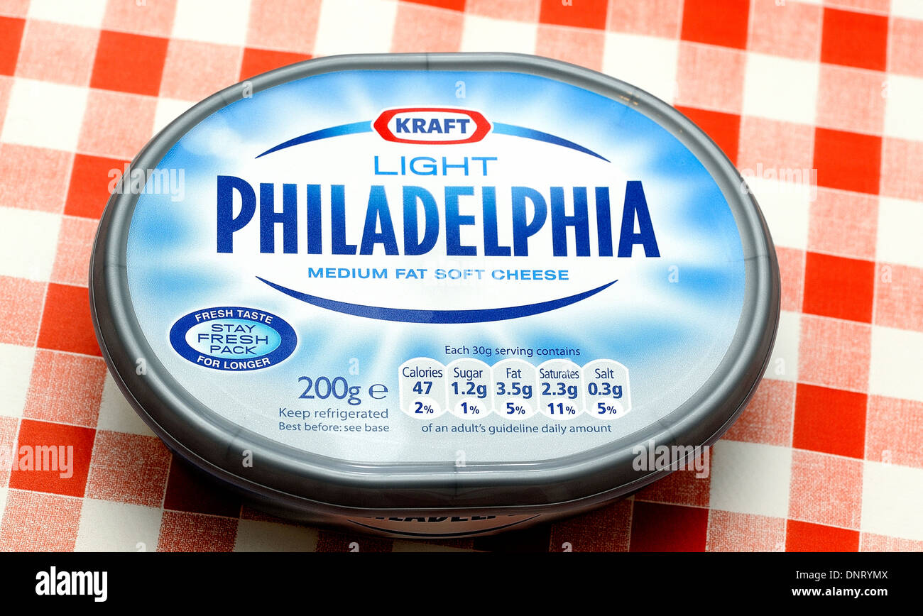 Kraft Philadelphia light medium fat soft cheese Stock Photo