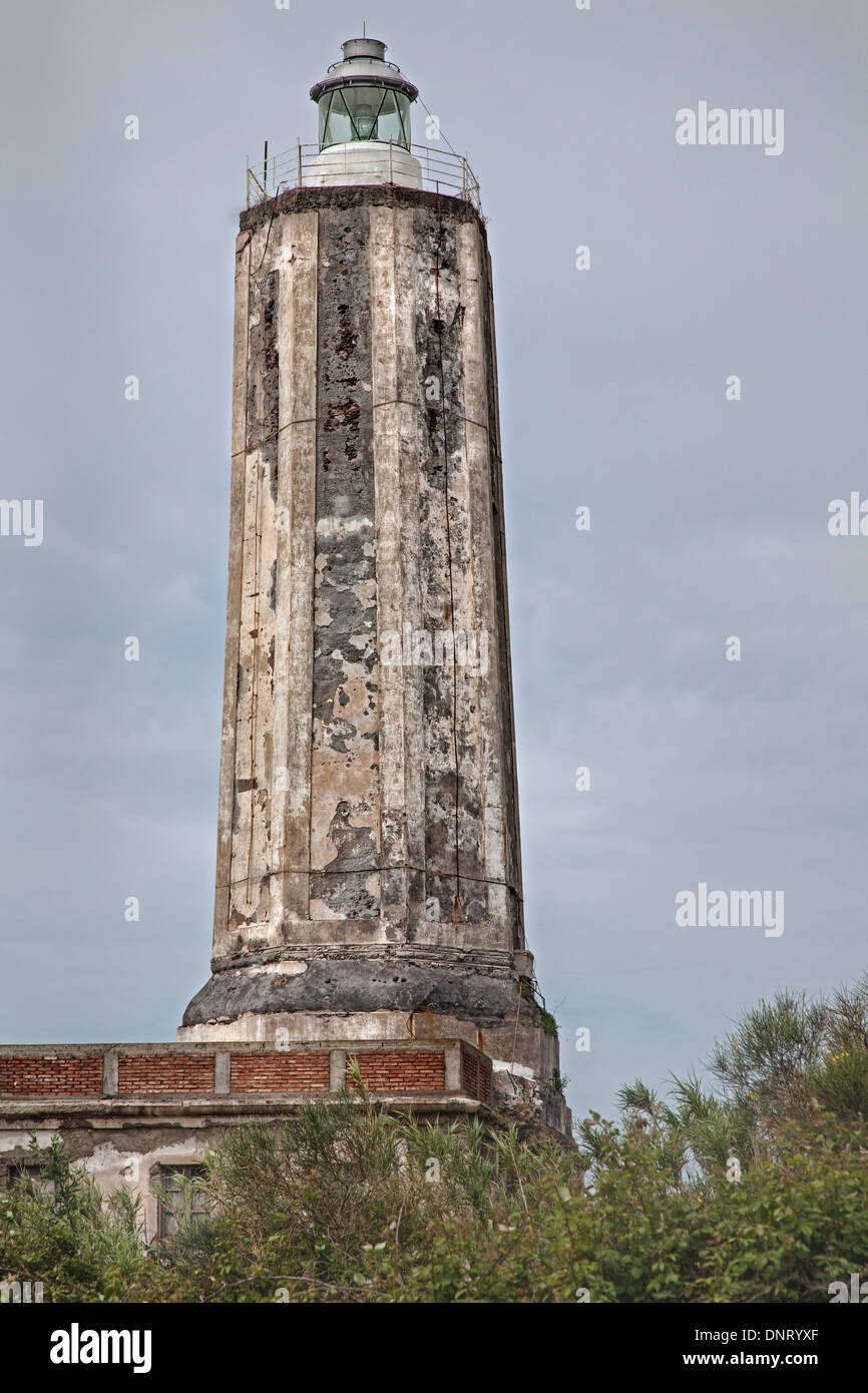 Lighthouse on the island Vulcano, Aeolian Islands, Sicily, Italy Stock Photo