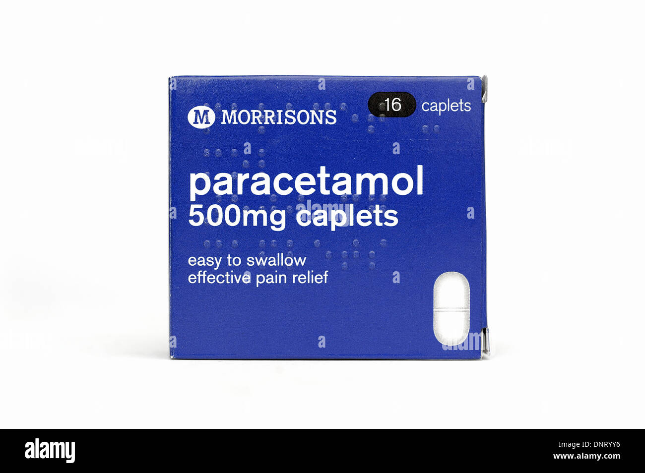 Morrison's own label paracetamol 500mg caplets easy to swallow effective pain relief Stock Photo