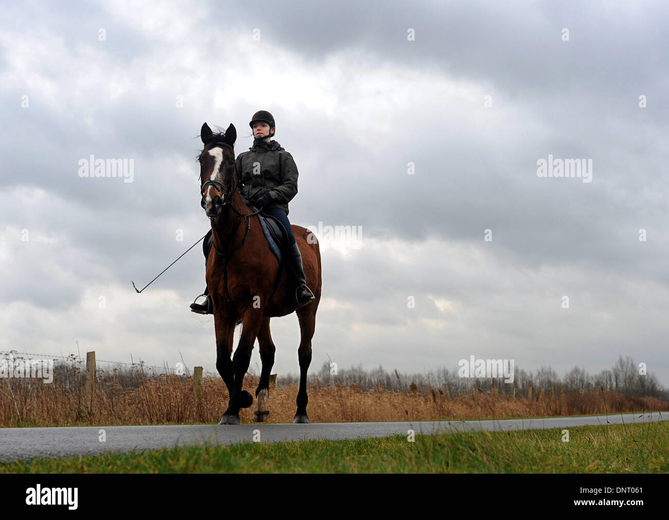 Fischerhude, Germany. 05th Jan, 2014. A young rider gous through the ...