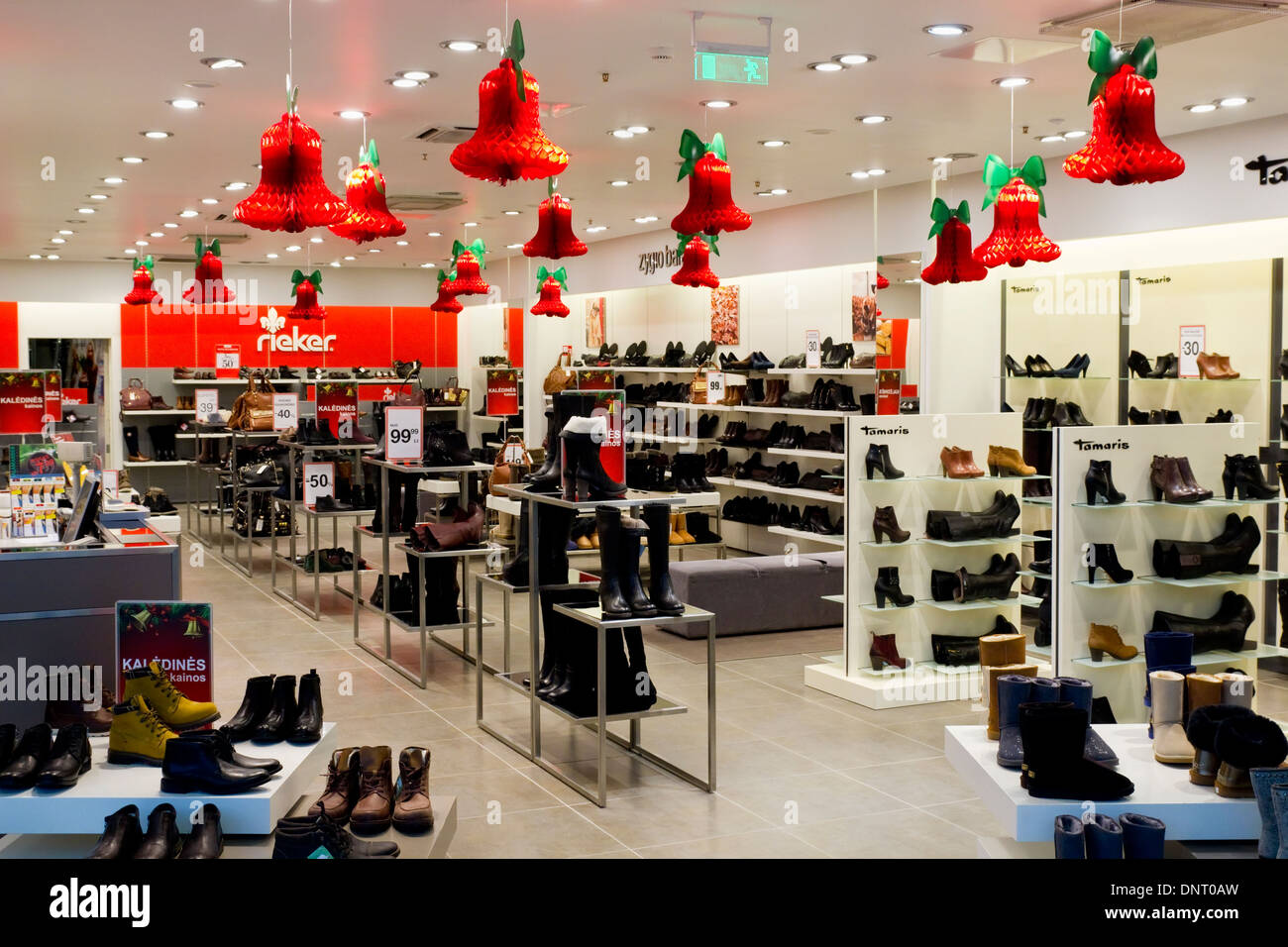 Christmas Reiker and Tamaris shoes shop in the Panorama shopping centre in  Vilnius on December 21, 2013 Stock Photo - Alamy