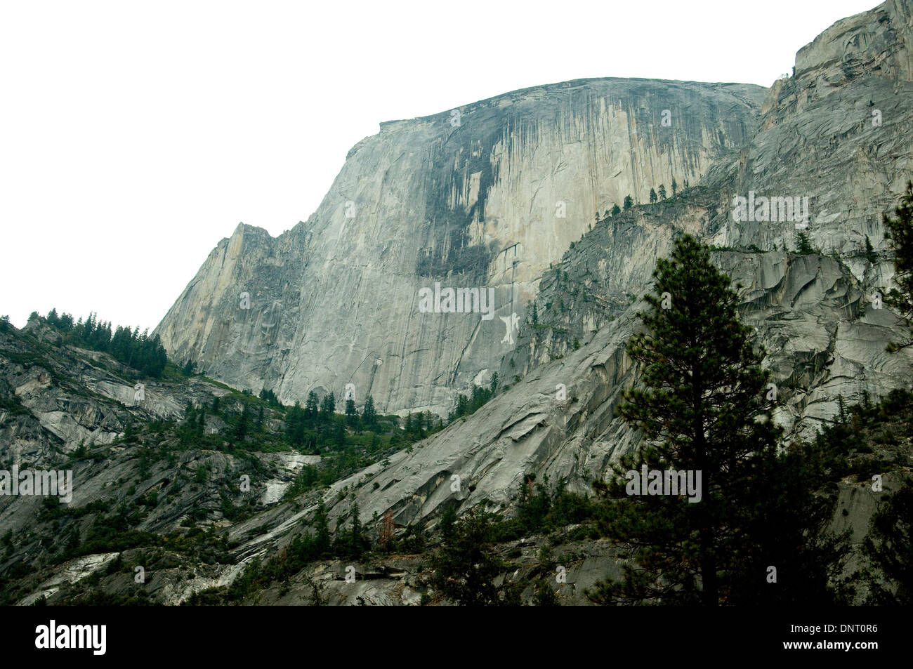 El Capitan, a granite monolith 3593 ft high, is the mos famous mountain in California's Yosemite National Park Stock Photo