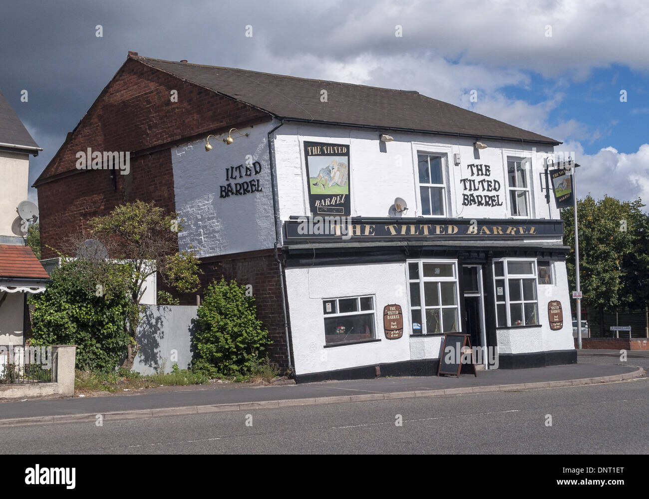 The Tilted Barrel public house which is a grade II listed pub in Stock