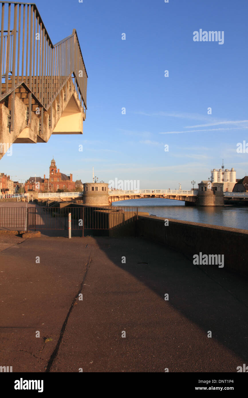 Havenbridge house stair case river river yare hires stock photography