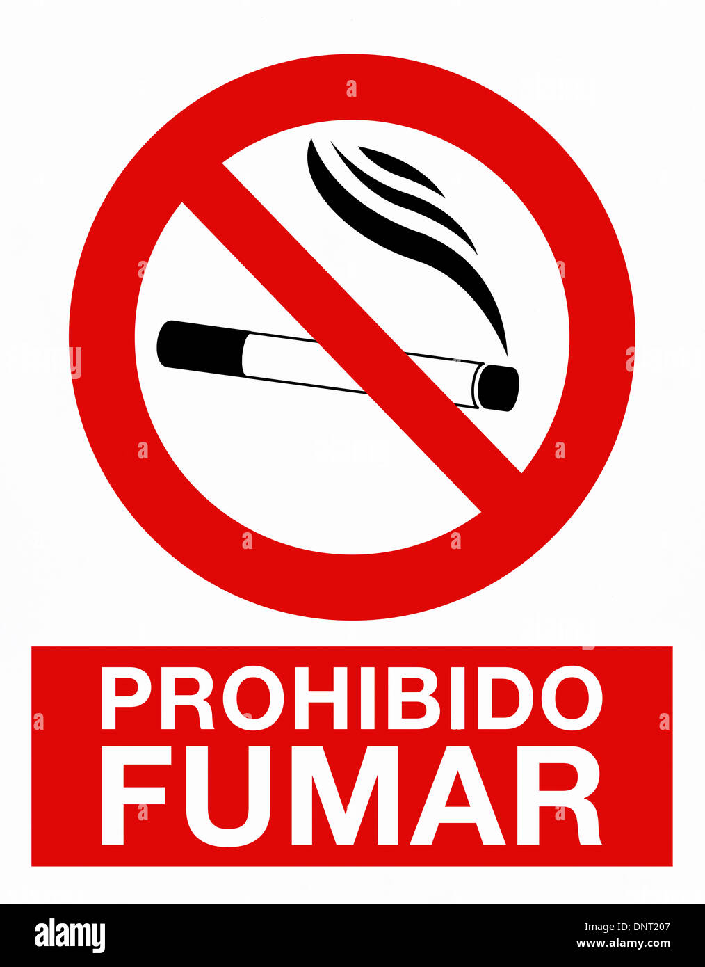 No smoking sign in spanish language Stock Photo