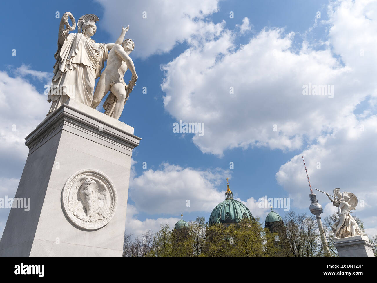 Statues on the Palace bridge considered to be the most beautiful bridge in Berlin, Germany Stock Photo