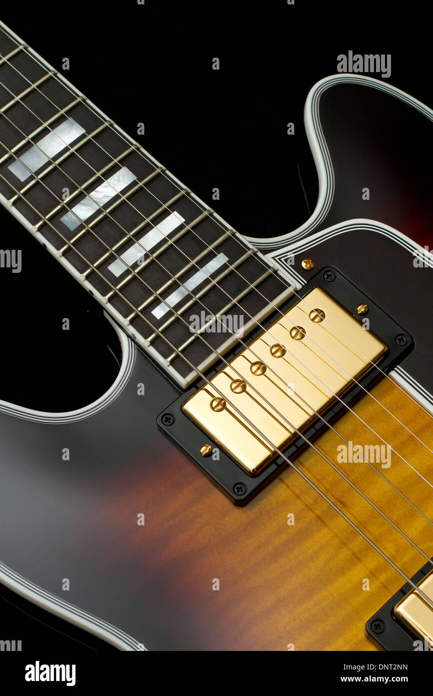 a beautiful vintage semi hollowbody electric guitar with a aaa flame