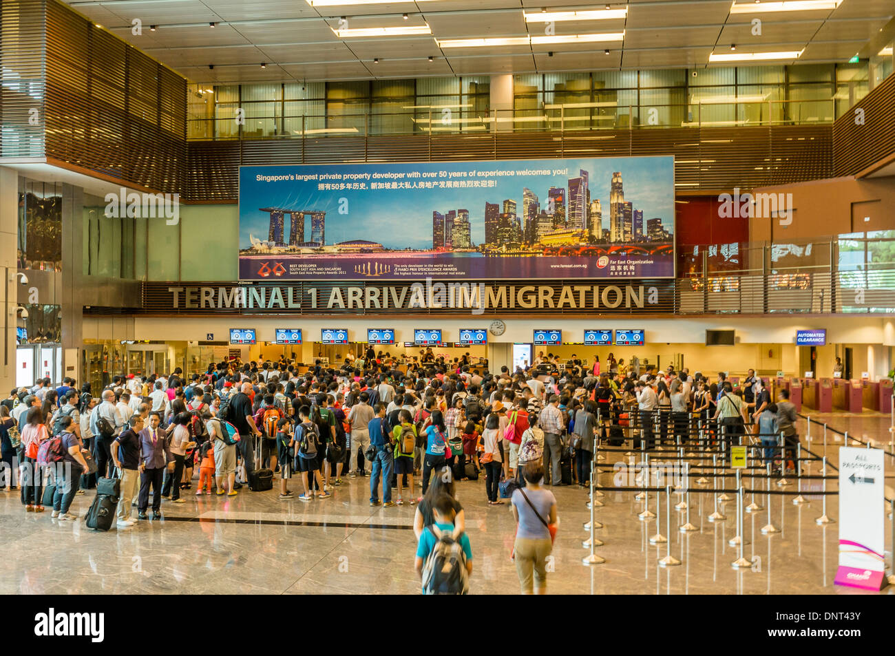 Immigration Counter, Singapore Changi International Airport Stock Photo