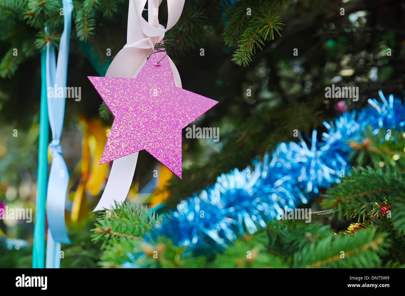 Christmas decorations on the fir tree Stock Photo Alamy