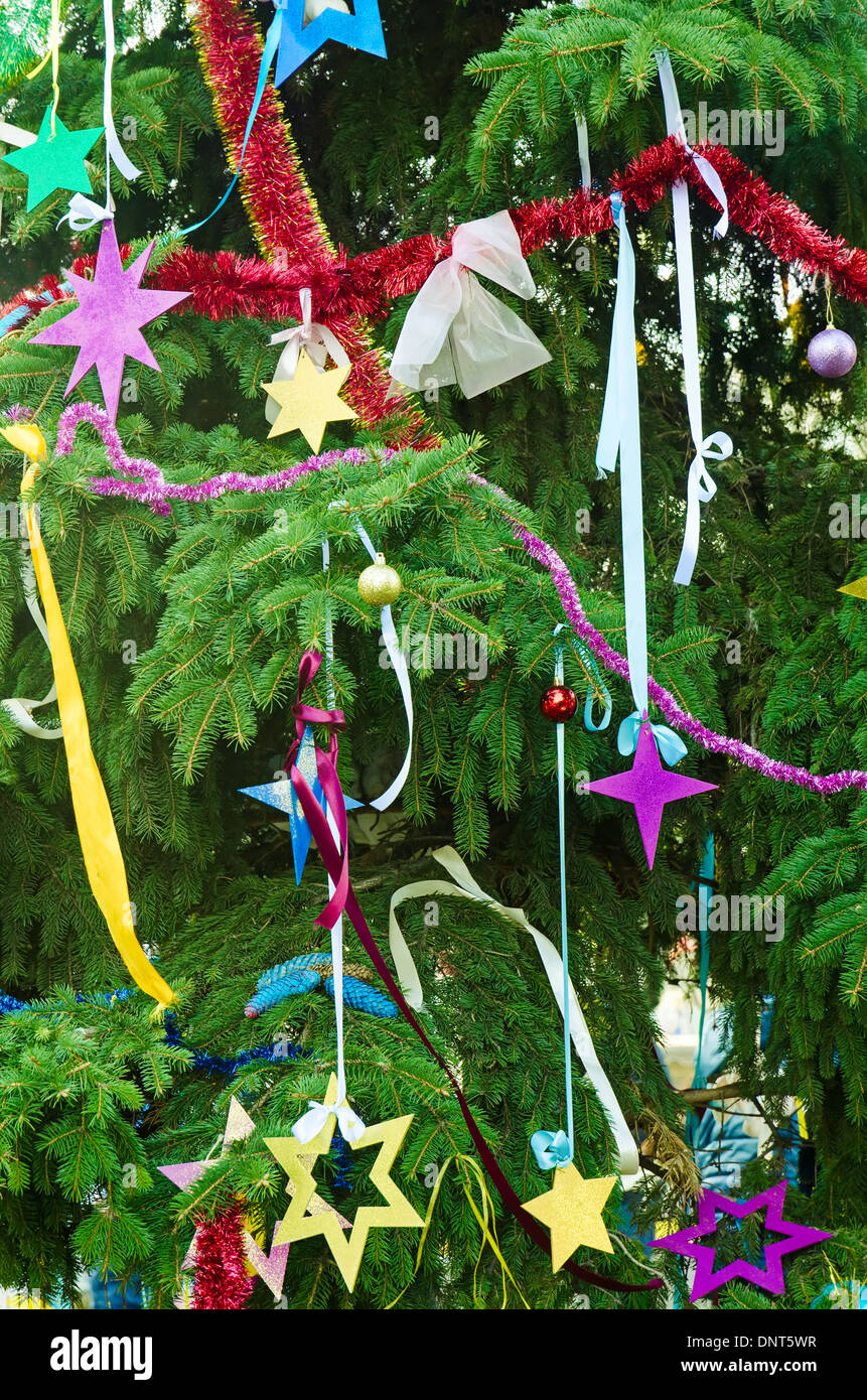 Christmas decorations on the fir tree Stock Photo Alamy