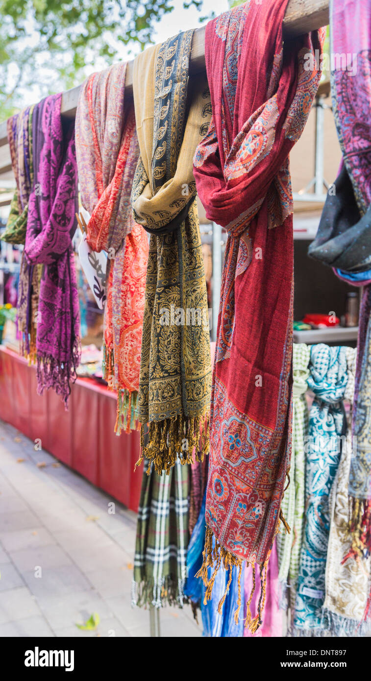Scarves, shawls and pashminas for sale in market stall in Utrecht, Holland  Stock Photo - Alamy