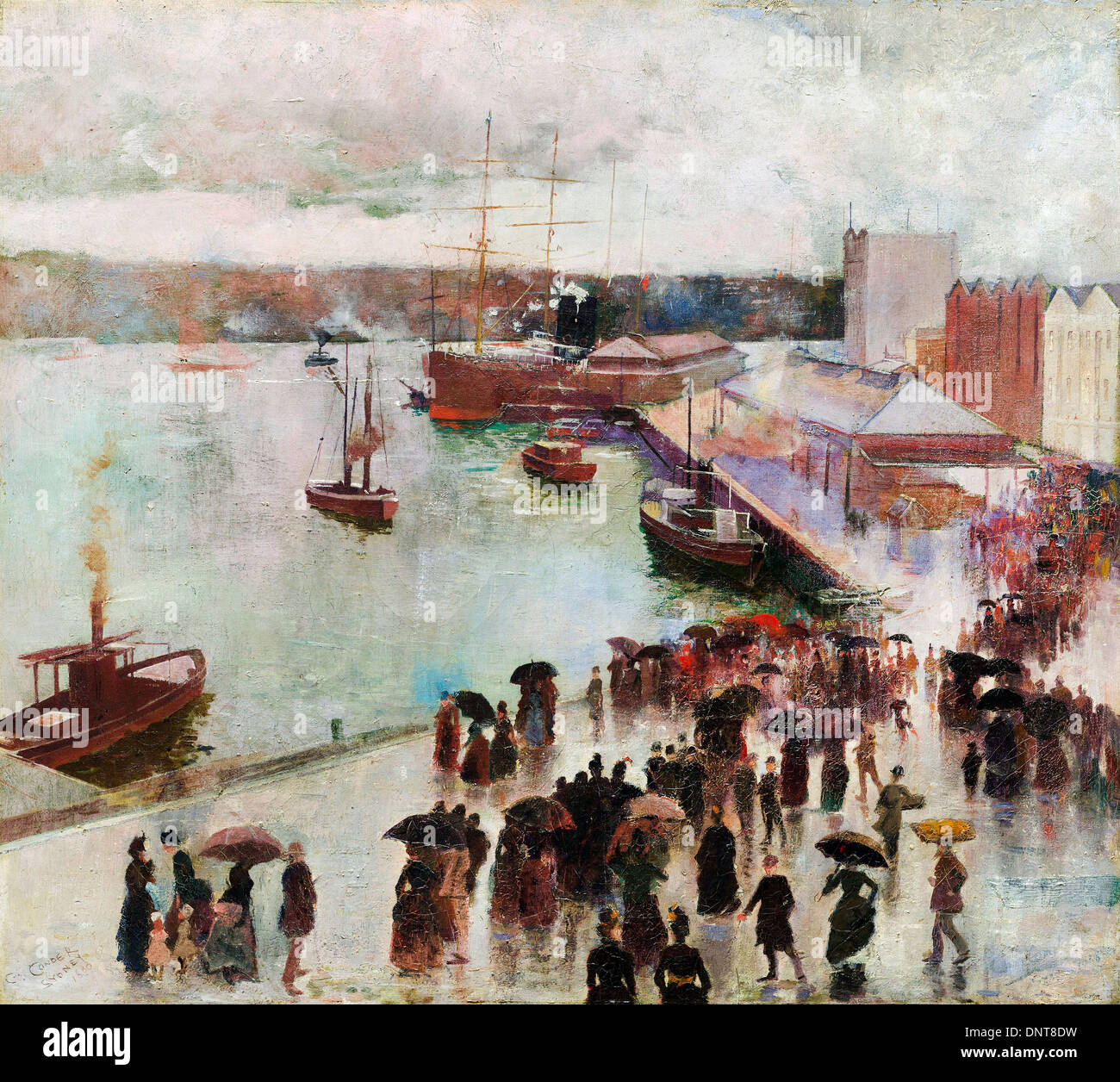 Charles Conder, Departure of the Orient - Circular Quay 1888 Oil on canvas. Art Gallery of New South Wales, Australia. Stock Photo