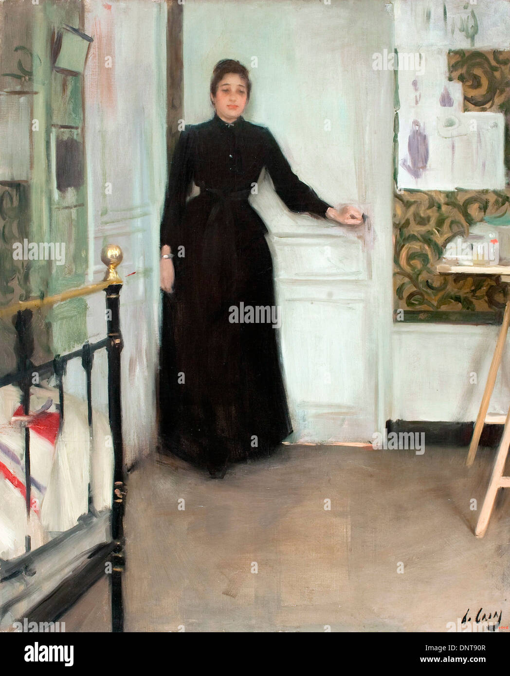 Ramon Casas i Carbo, Interior. Circa 1890. Oil on canvas. Museu Nacional d'Art de Catalunya, Barcelona, Spain. Stock Photo