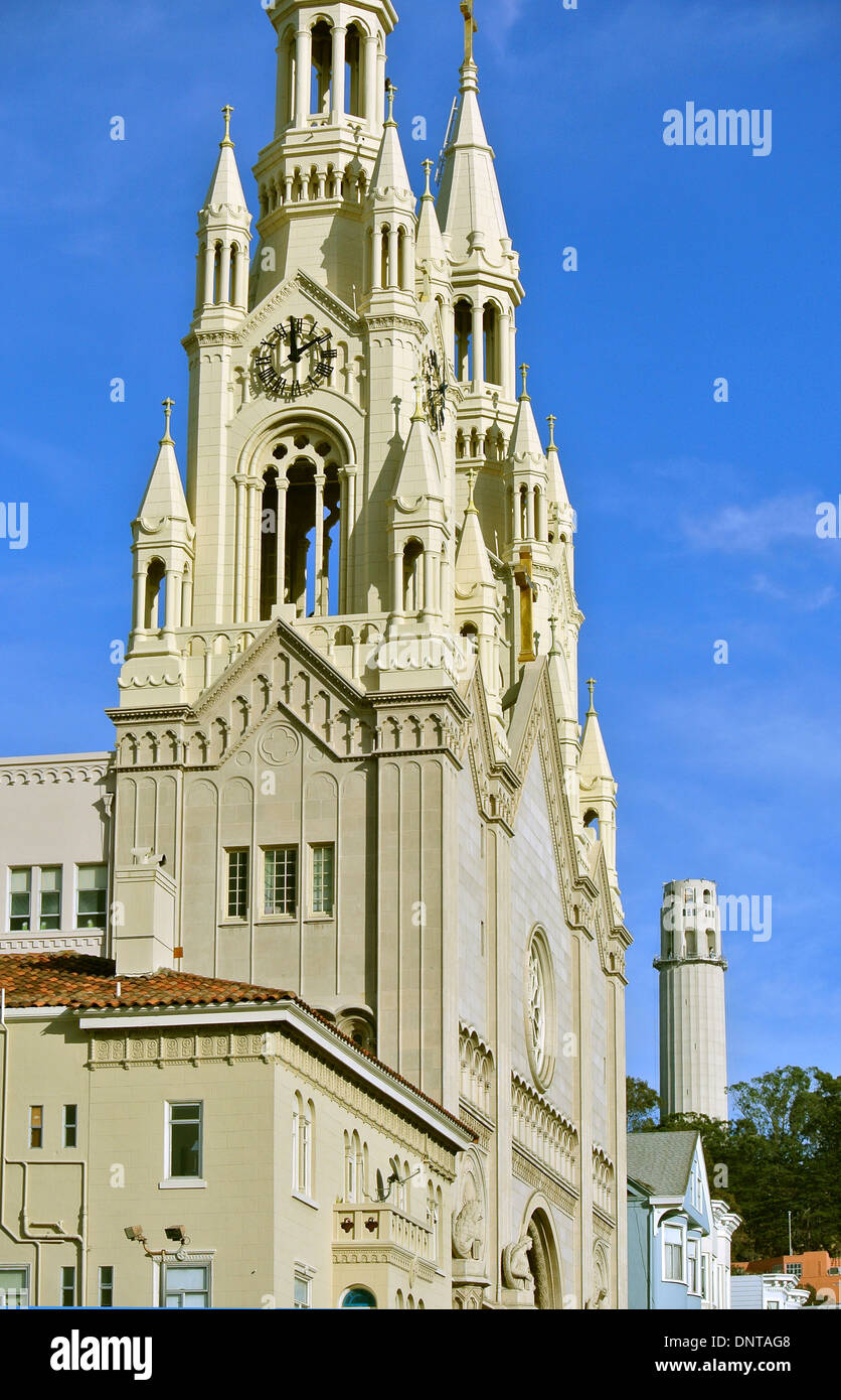 view of Saints peter and paul catholic church in North Beach San Francisco Stock Photo