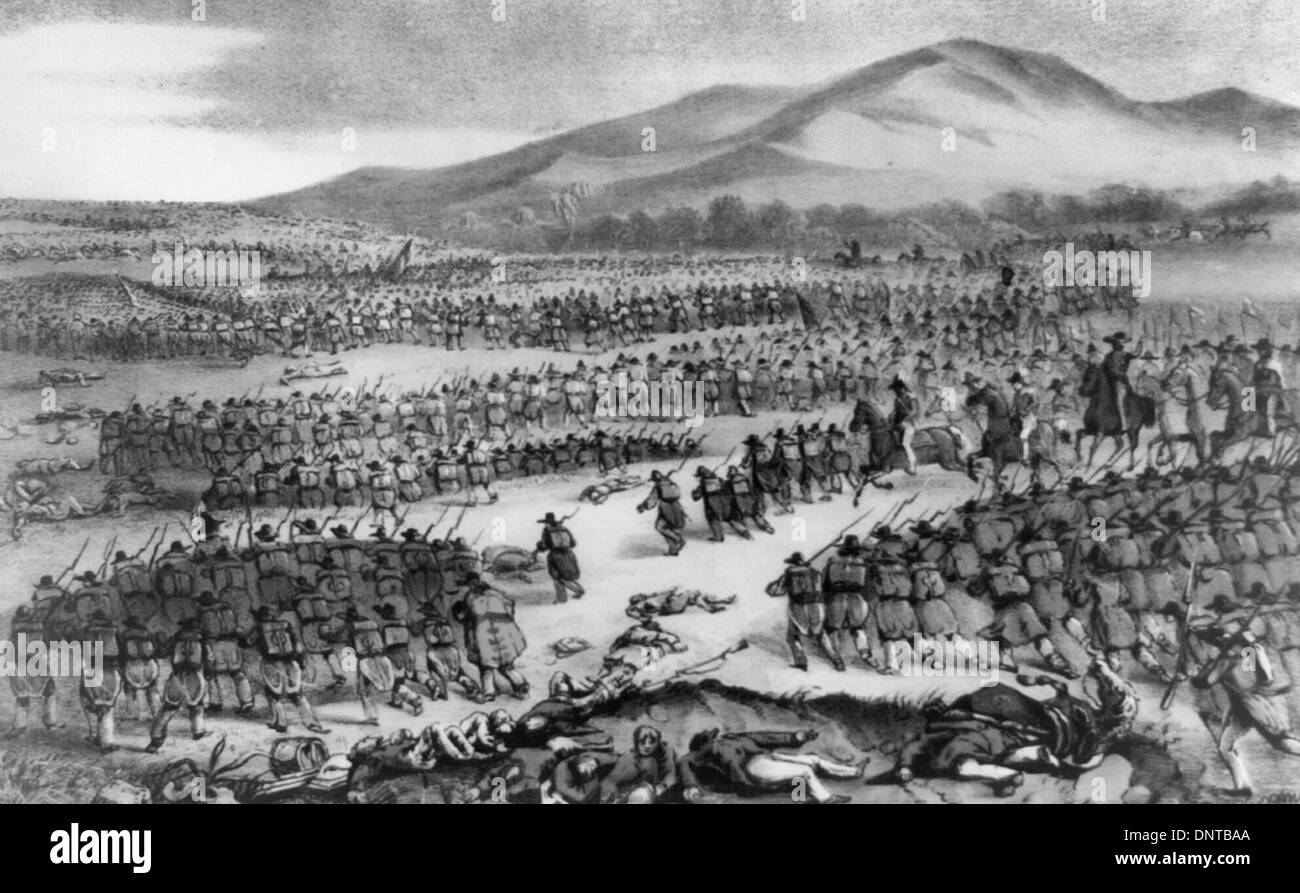 Flight of the Mexican Army at the Battle of Buena Vista, February 23, 1847 Stock Photo