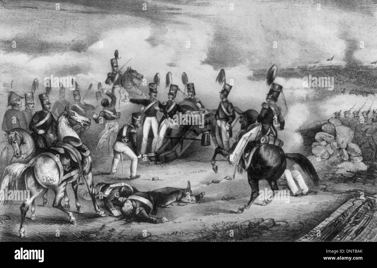 Bragg's battery: Battle of Buena Vista, February 23rd, 1847, Mexican American War Stock Photo