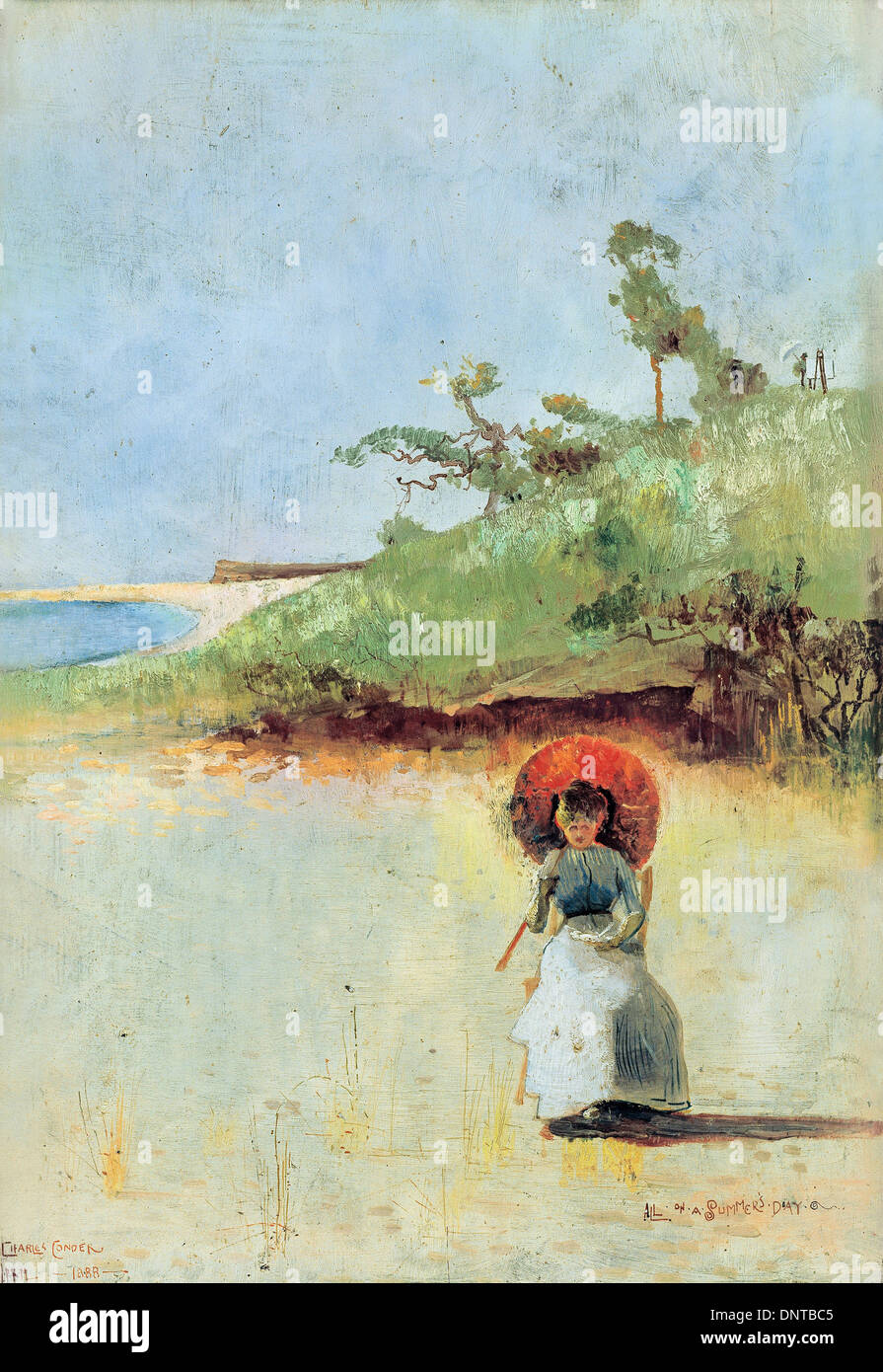 Charles Conder, All on a summer's day 1888 Oil on wood panel. Art Gallery of South Australia, North Terrace, Australia. Stock Photo