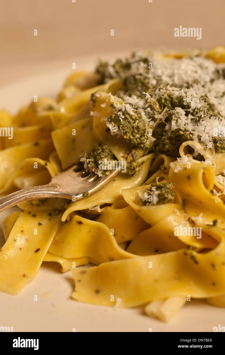 Pesto pasta Stock Photo