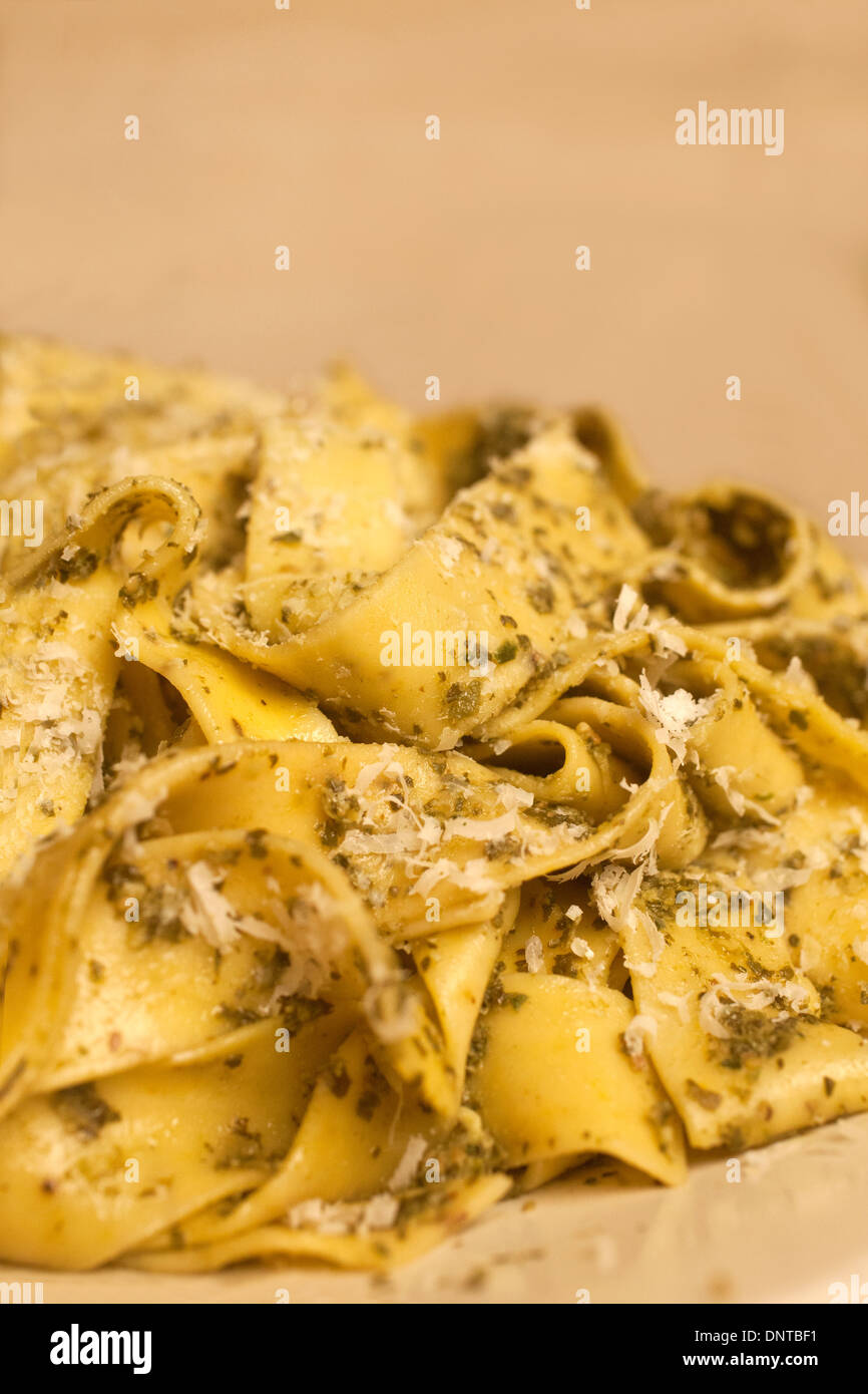 Pesto pasta Stock Photo