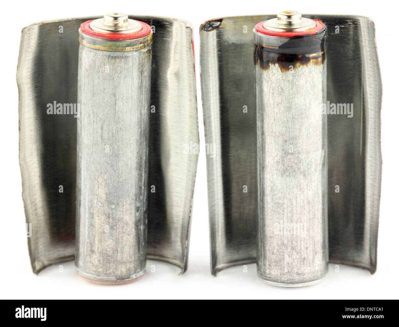 Old Alkaline Batteries over white background Stock Photo Alamy