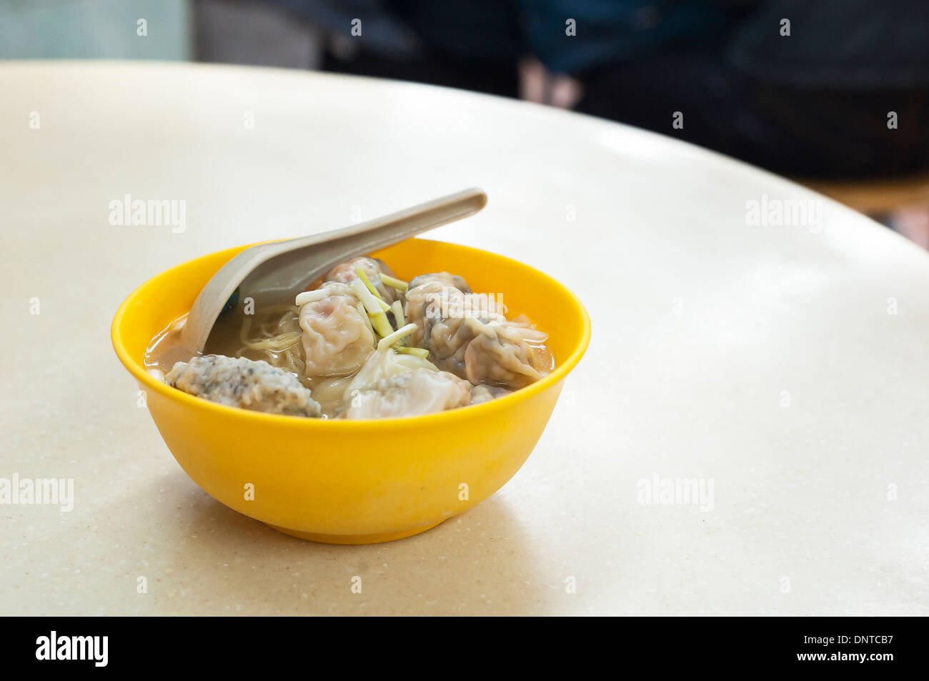 Shrimp wanton soup served in a traditional Hong Kong cafe Stock Photo