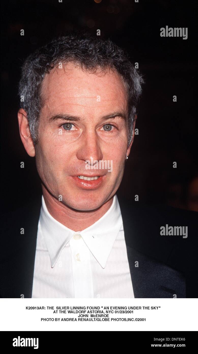 Jan. 23, 2001 - K20913AR: THE  SILVER LINNING FOUND '' AN EVENING UNDER THE SKY'' .AT THE WALDORF ASTORIA, NYC 01/23/2001.JOHN  McENROE. ANDREA RENAULT/   2001(Credit Image: © Globe Photos/ZUMAPRESS.com) Stock Photo