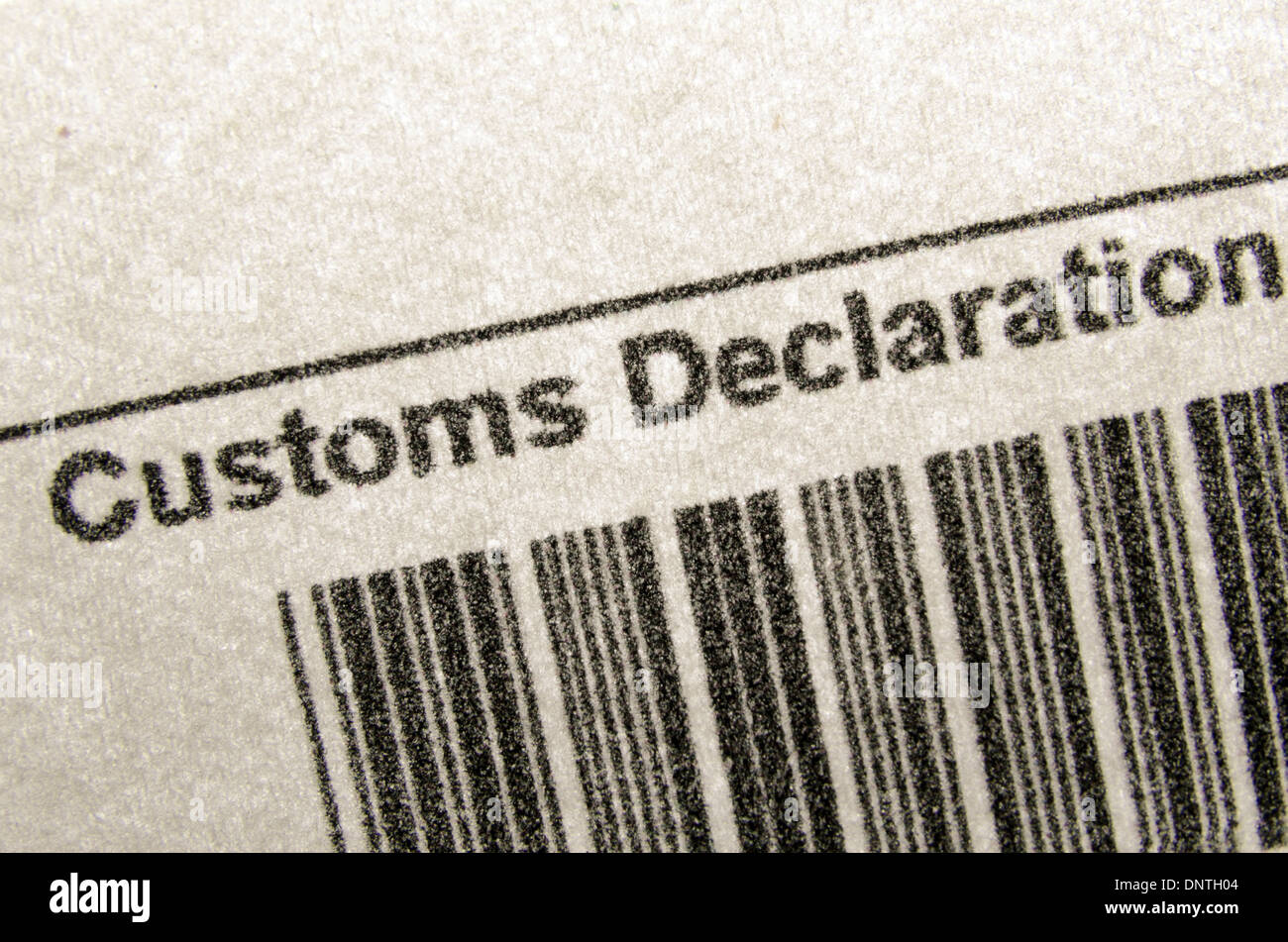 fragment of customs declaration document with bar-code Stock Photo