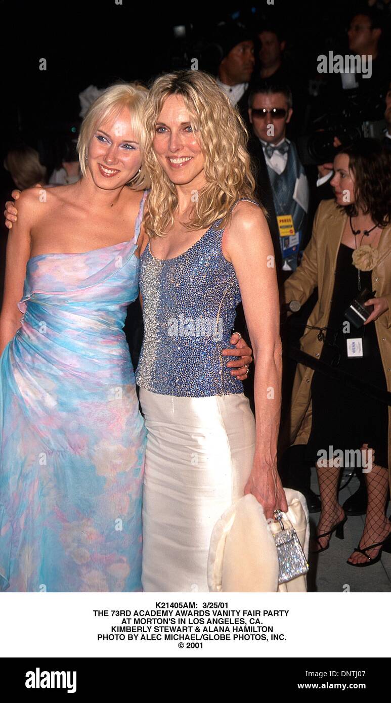 Mar. 25, 2001 - K21405AM:  3/25/01.THE 73RD ACADEMY AWARDS VANITY FAIR PARTY .AT MORTON'S IN LOS ANGELES, CA..KIMBERLY STEWART & ALANA HAMILTON. ALEC MICHAEL/   2001(Credit Image: © Globe Photos/ZUMAPRESS.com) Stock Photo