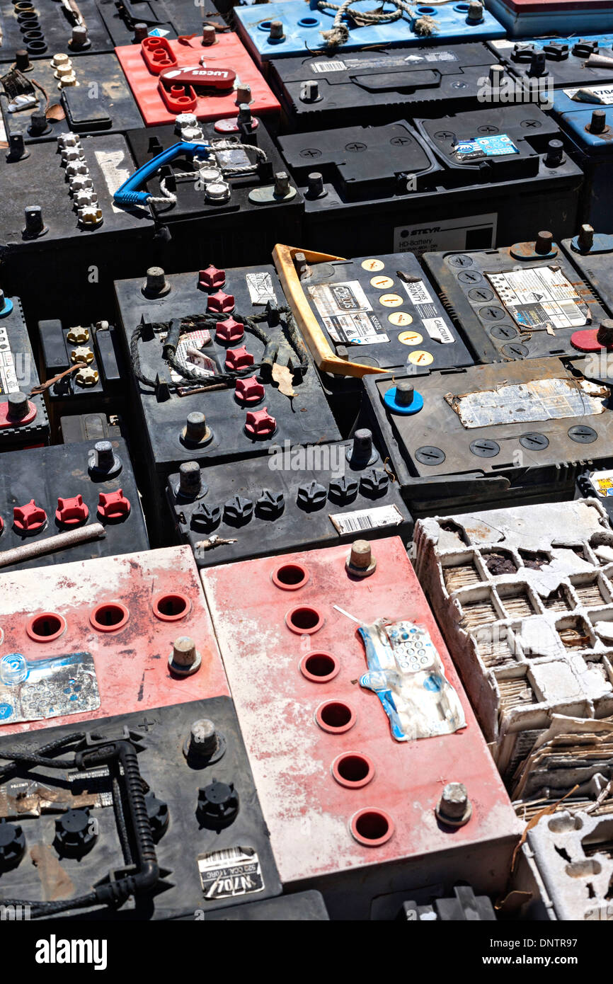 Old automobile batteries, Augusta Western Australia Stock Photo