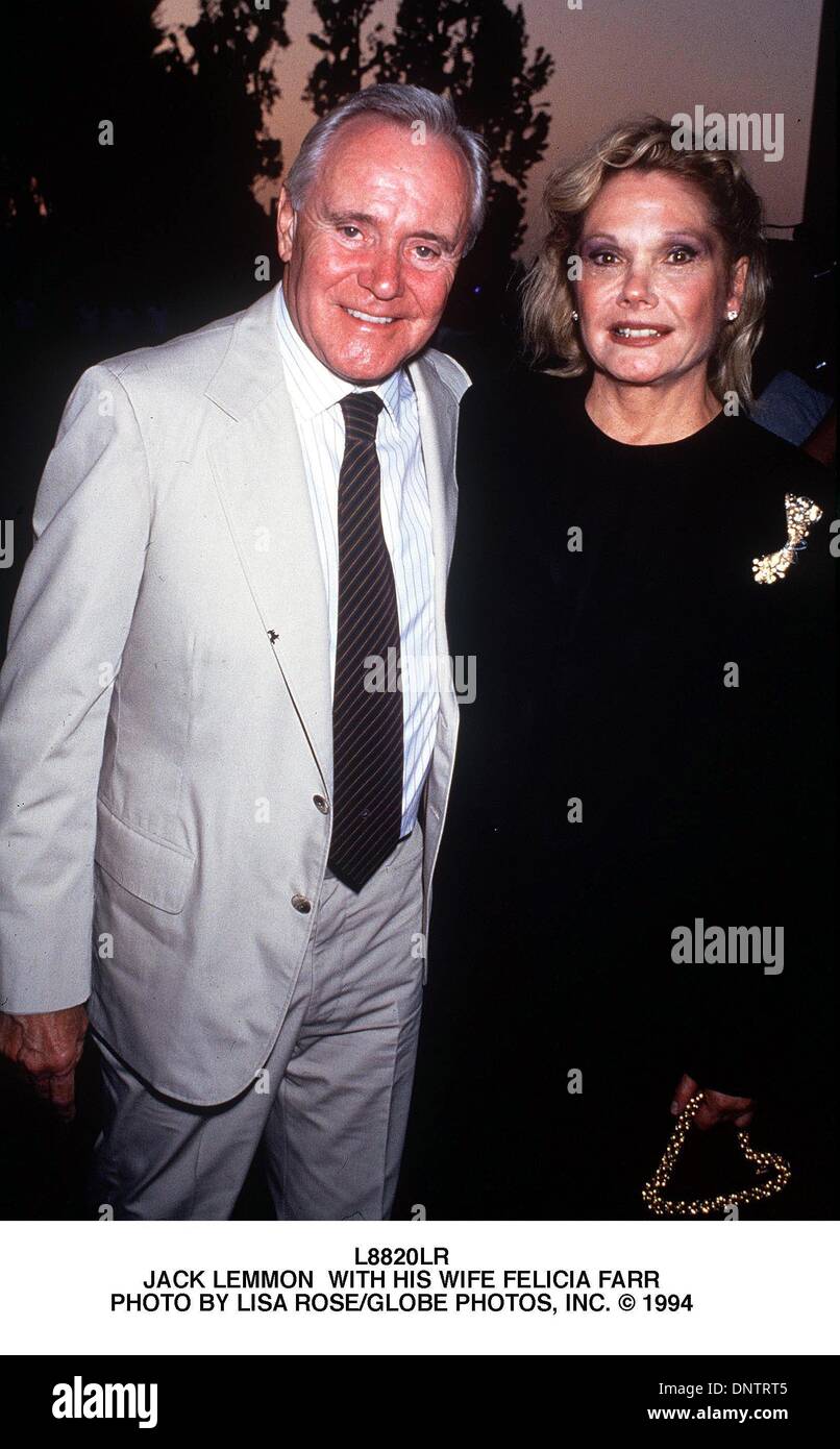 Jan. 1, 2001 - L8820LR.JACK LEMMON  WITH HIS WIFE FELICIA FARR. LISA ROSE/   1994(Credit Image: © Globe Photos/ZUMAPRESS.com) Stock Photo